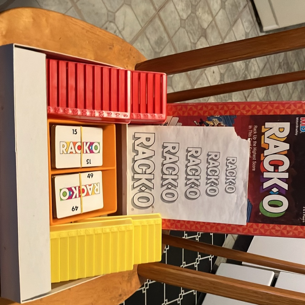 Like new.  Older 1988 Milton Bradley Rack-o card game.  All pieces intact, box - Picture 6 of 11